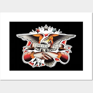 Forever True Friendship Eagle Tattoo Design Posters and Art